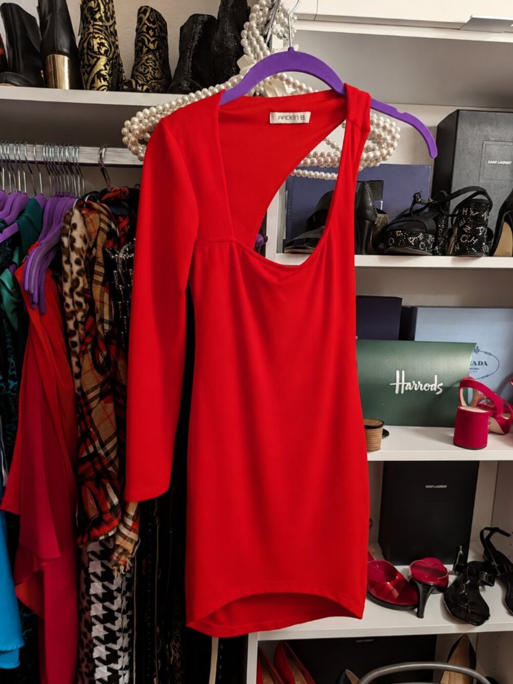 Arden B Red One Shoulder Bodycon Dress Size Small